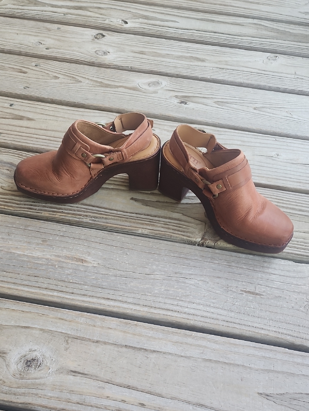 Born Tan Leather Slingback Clog Mules - Picture 6 of 7